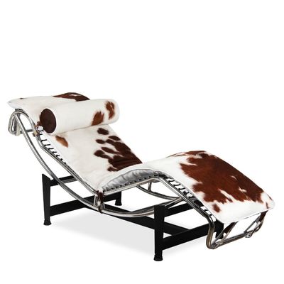 Classic Modern Leisure Chair / Cowhide Leather Chaise Lounge Chair